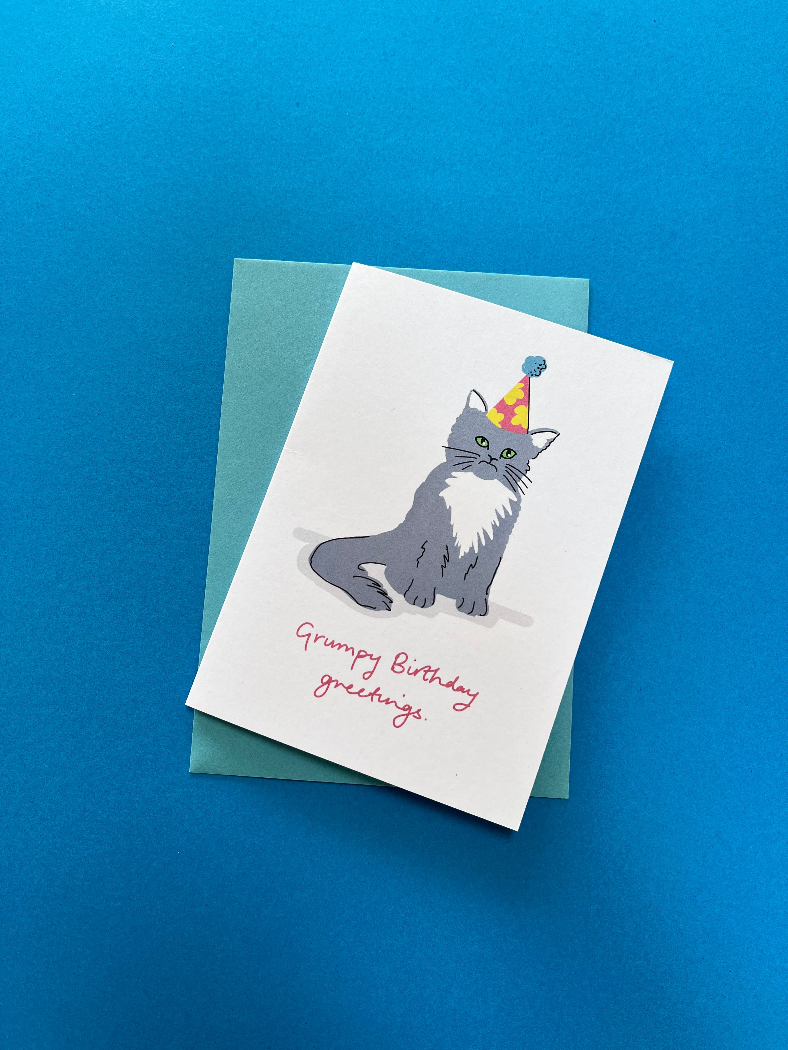 Grumpy Cat Birthday Card – Funny Illustrated Greeting Card
