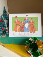 Grumpy Christmas Cats Greeting Card – Kittens in Santa Hats