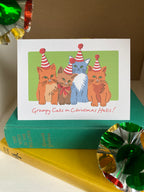 Grumpy Christmas Cats Greeting Card – Kittens in Santa Hats