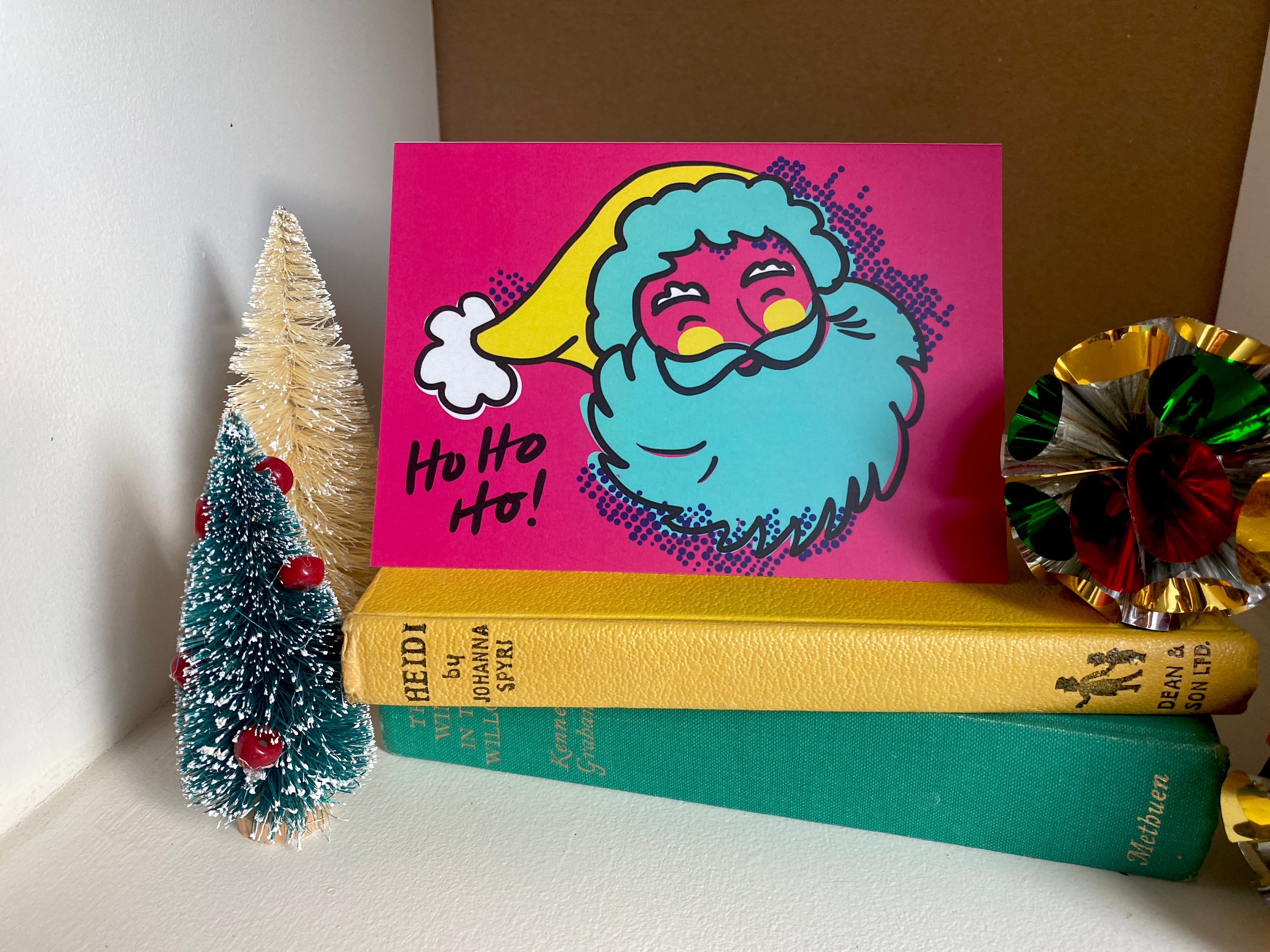 Pop Art Santa Christmas Card – Hot Pink Illustrated Design