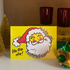 Pop Art Santa Christmas Card – Yellow Illustrated Design