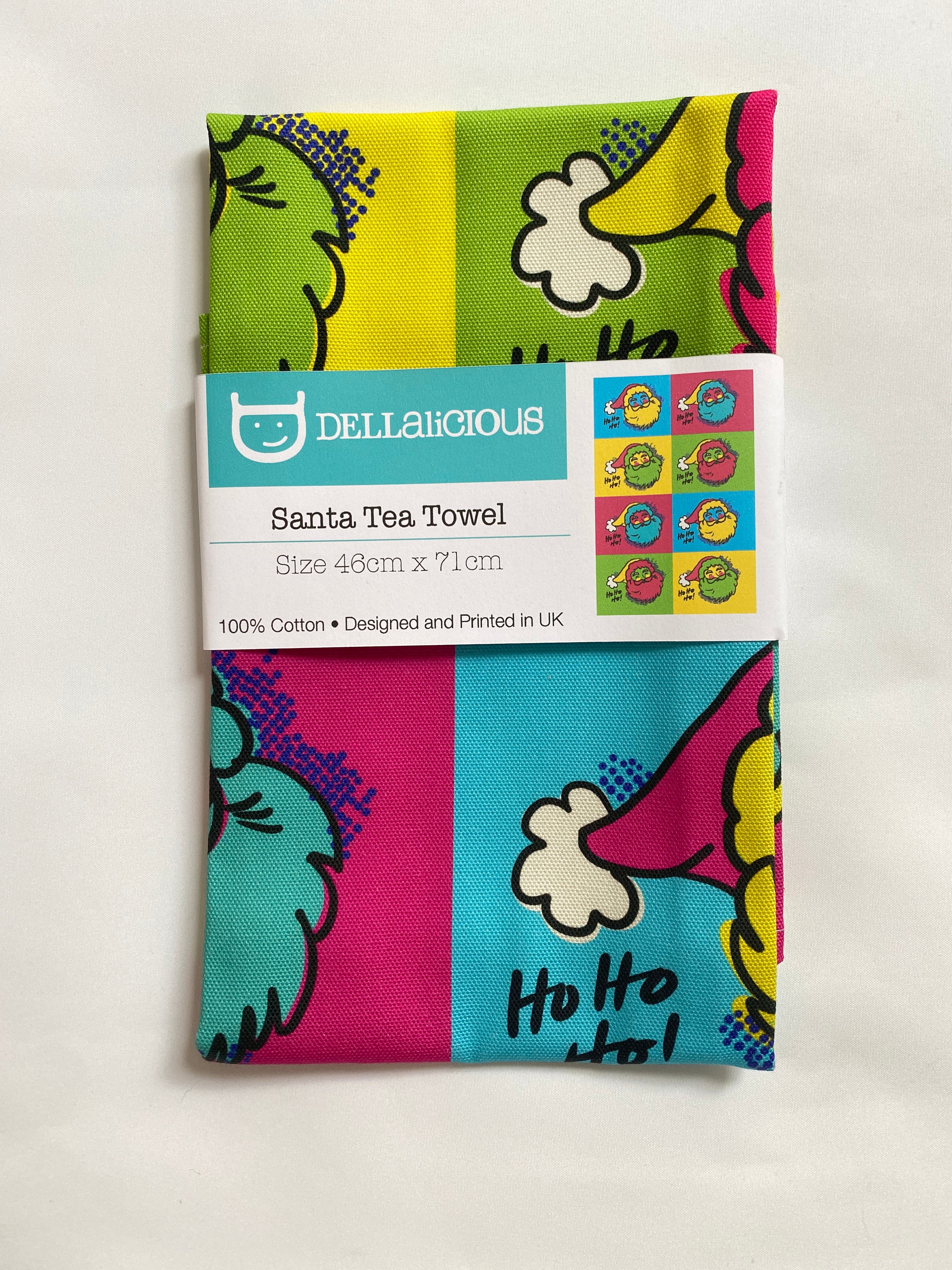 Pop Art Santa Christmas Tea Towel – Illustrated Design