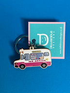Retro Ice Cream Van Wooden Keyring – Illustrated Design