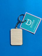 Peach Wooden Keyring – Feeling Peachy Illustrated Design