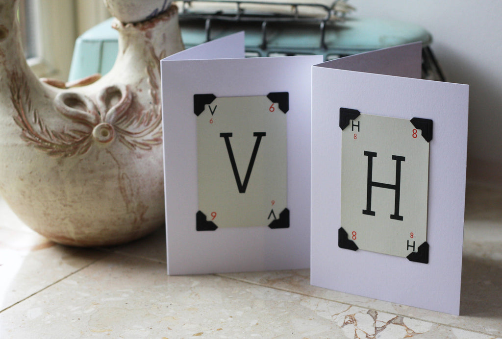 Vintage Playing Card Initial Card: Handmade Monogram Greeting