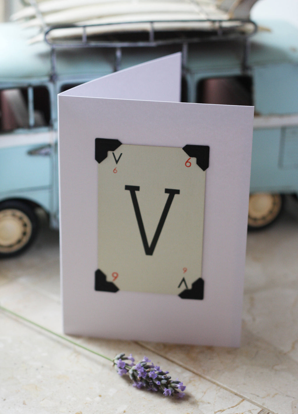 Vintage Playing Card Initial Card: Handmade Monogram Greeting