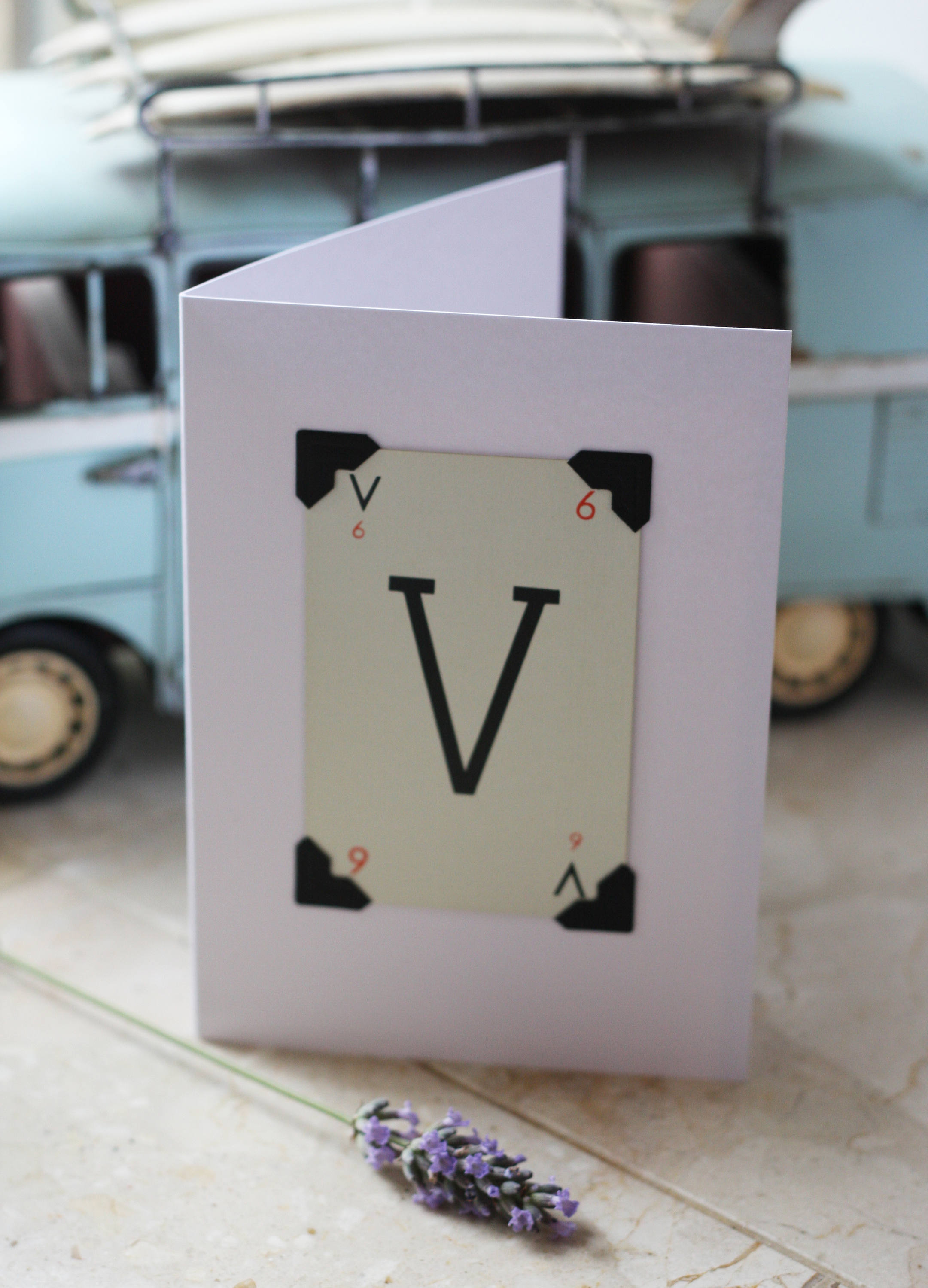Vintage Playing Card Initial Card: Handmade Monogram Greeting