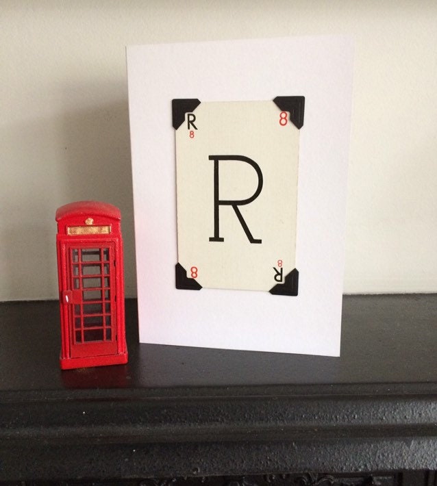 Vintage Playing Card Initial Card: Handmade Monogram Greeting