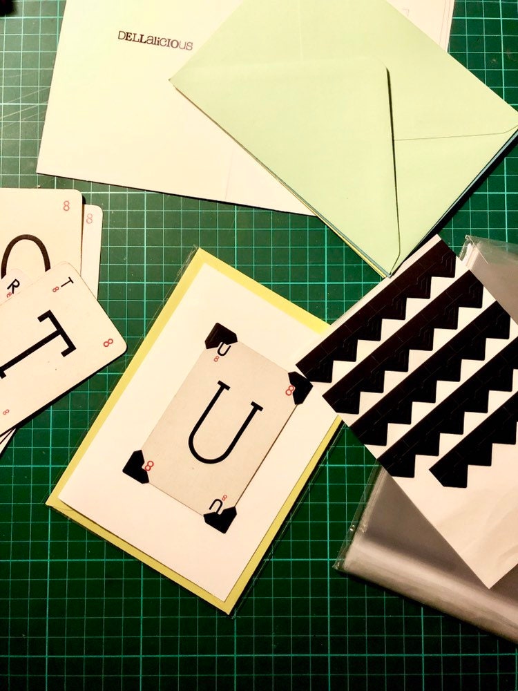 Vintage Playing Card Initial Card: Handmade Monogram Greeting