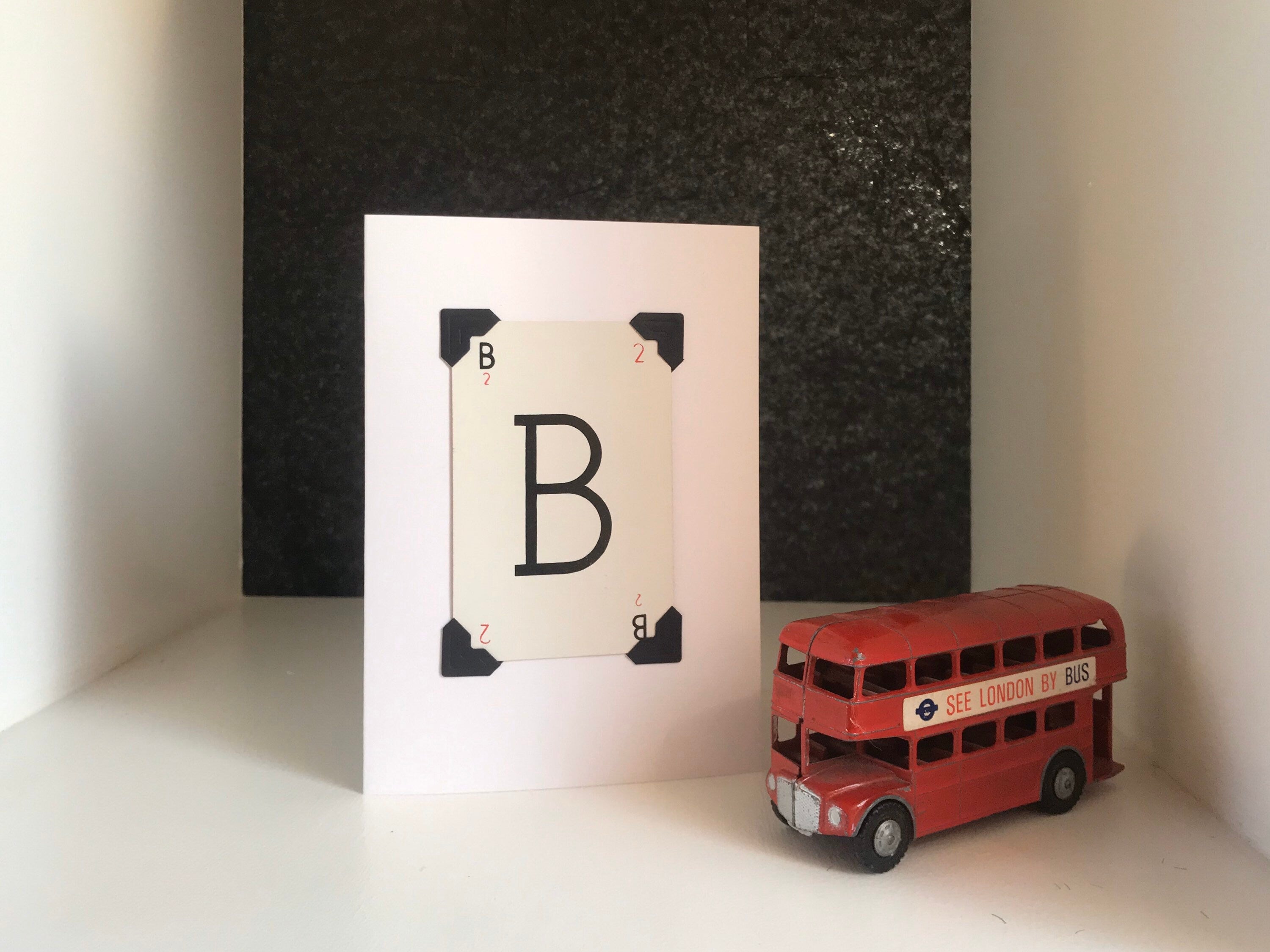 Vintage Playing Card Initial Card: Handmade Monogram Greeting