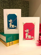 Vintage Poodle Playing Card Greeting Card: Upcycled Handmade Design