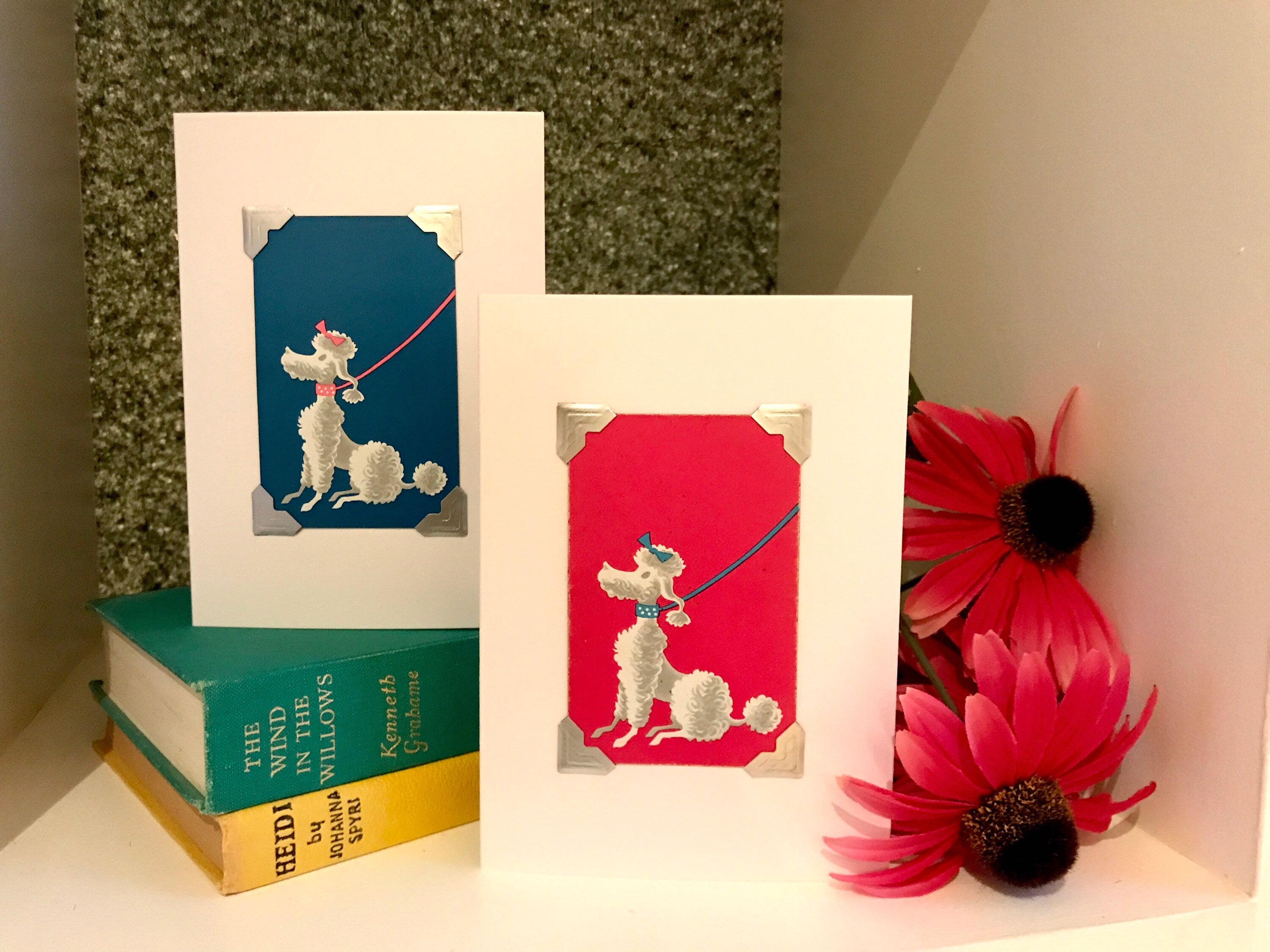 Vintage Poodle Playing Card Greeting Card: Upcycled Handmade Design