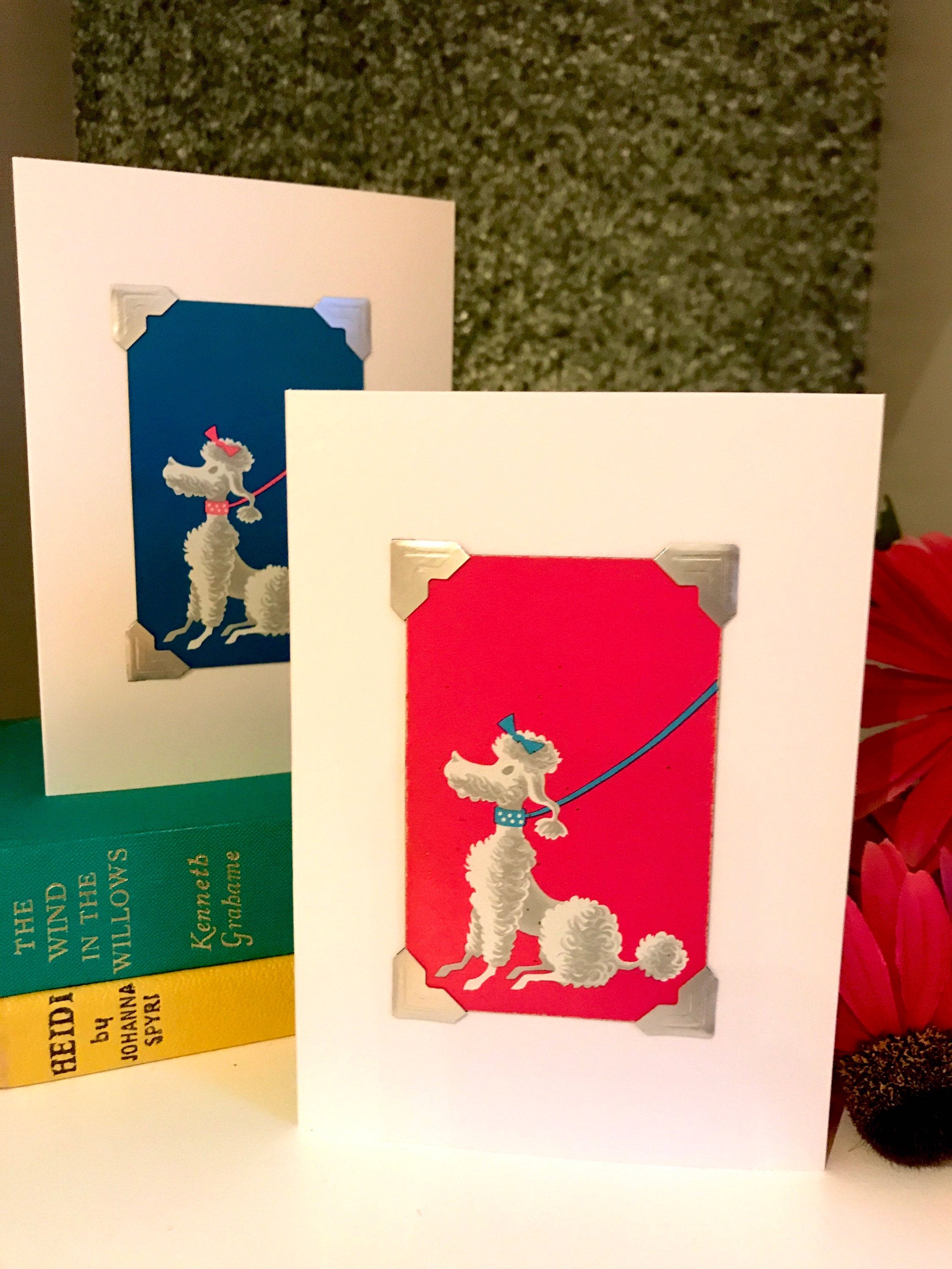 Vintage Poodle Playing Card Greeting Card: Upcycled Handmade Design
