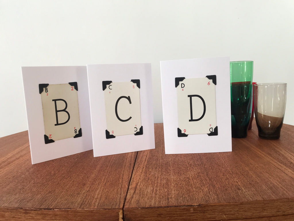 Vintage Playing Card Initial Card: Handmade Monogram Greeting