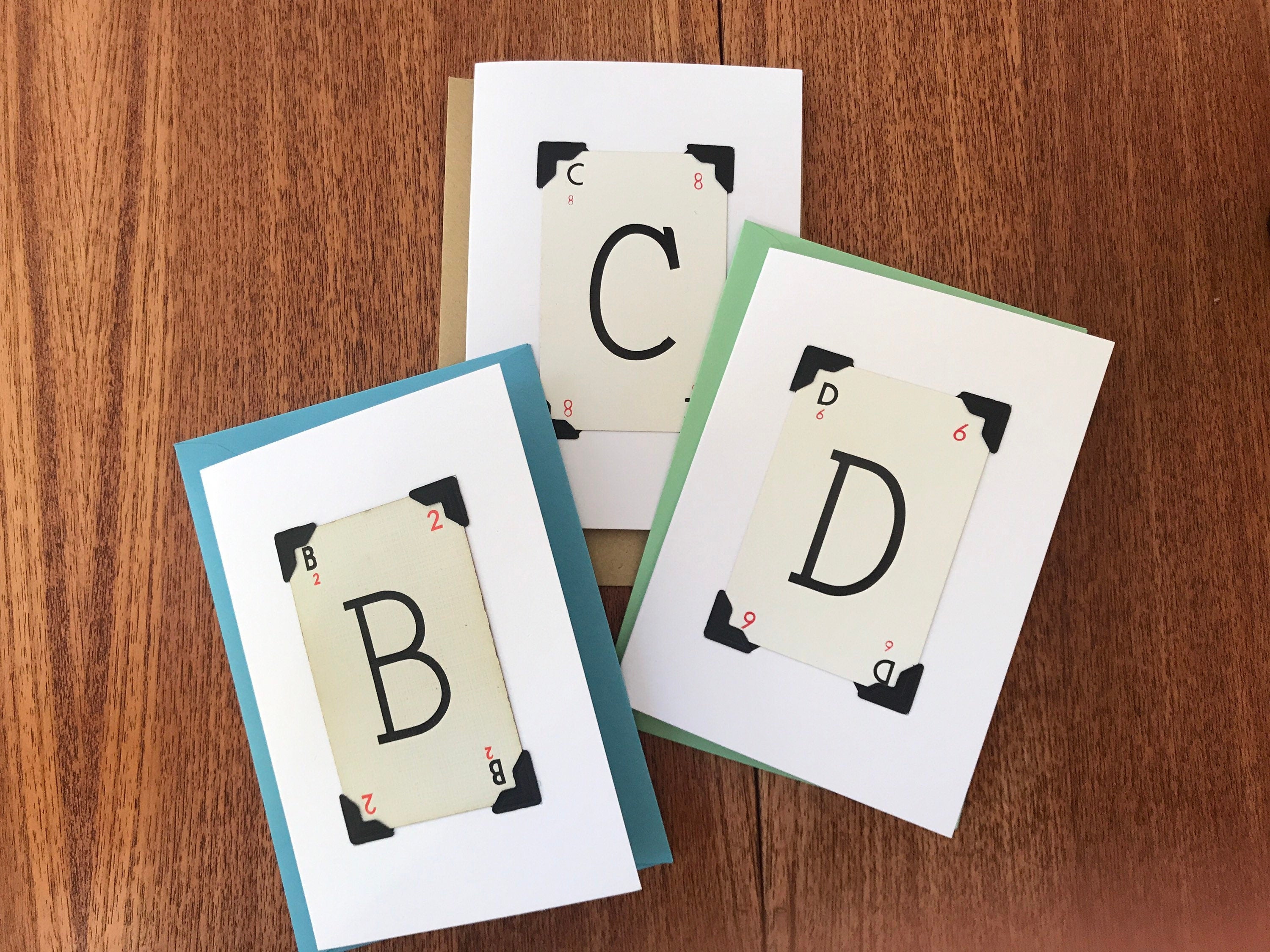 Vintage Playing Card Initial Card: Handmade Monogram Greeting