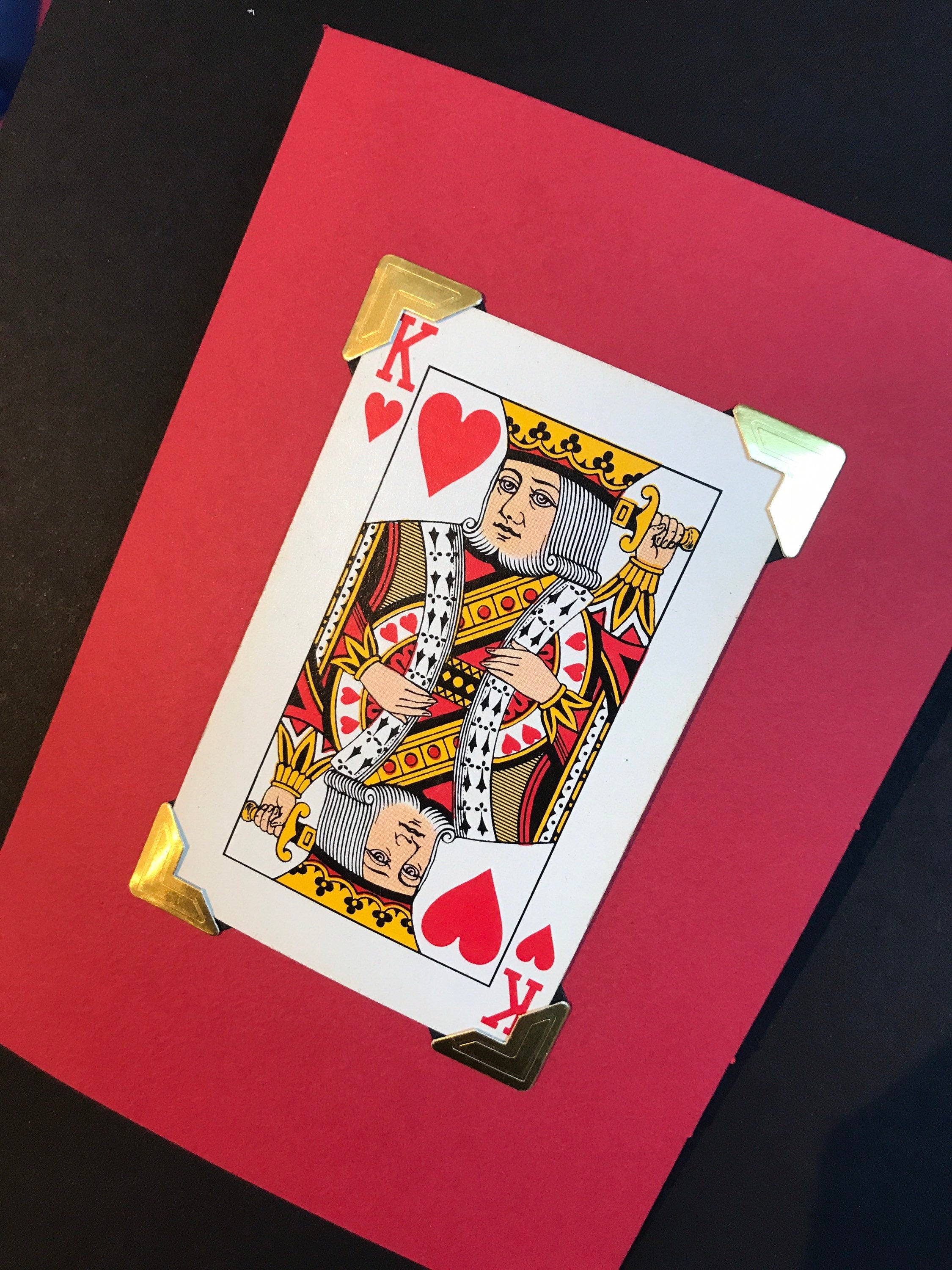 Vintage Playing Card Love Card: King, Queen, Ace of Hearts