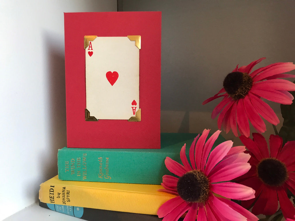 Vintage Playing Card Love Card: King, Queen, Ace of Hearts