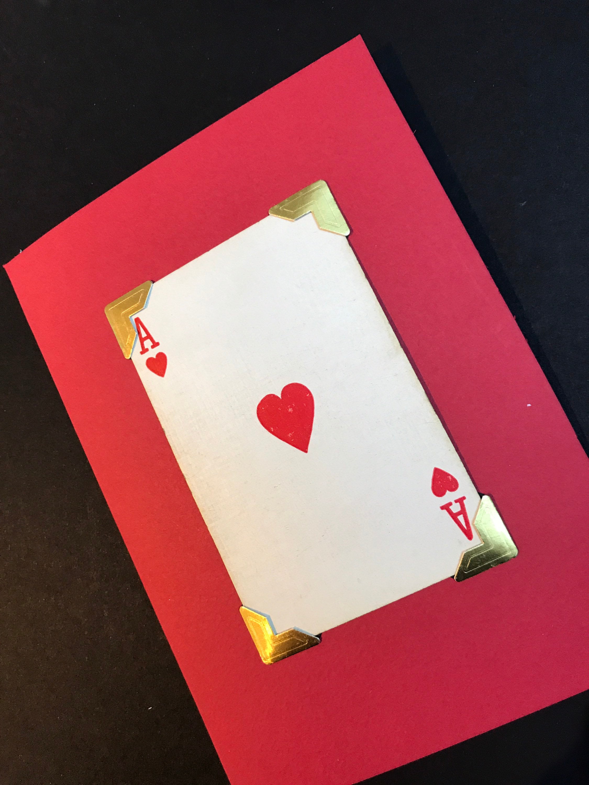 Vintage Playing Card Love Card: King, Queen, Ace of Hearts