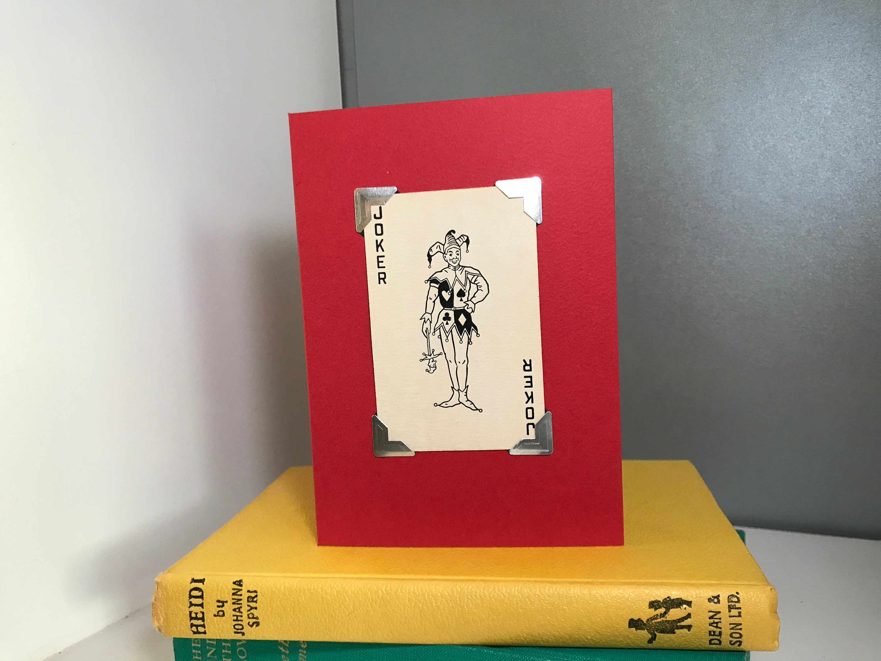Greeting Cards made with vintage playing cards, Joker card and Decorative Ace