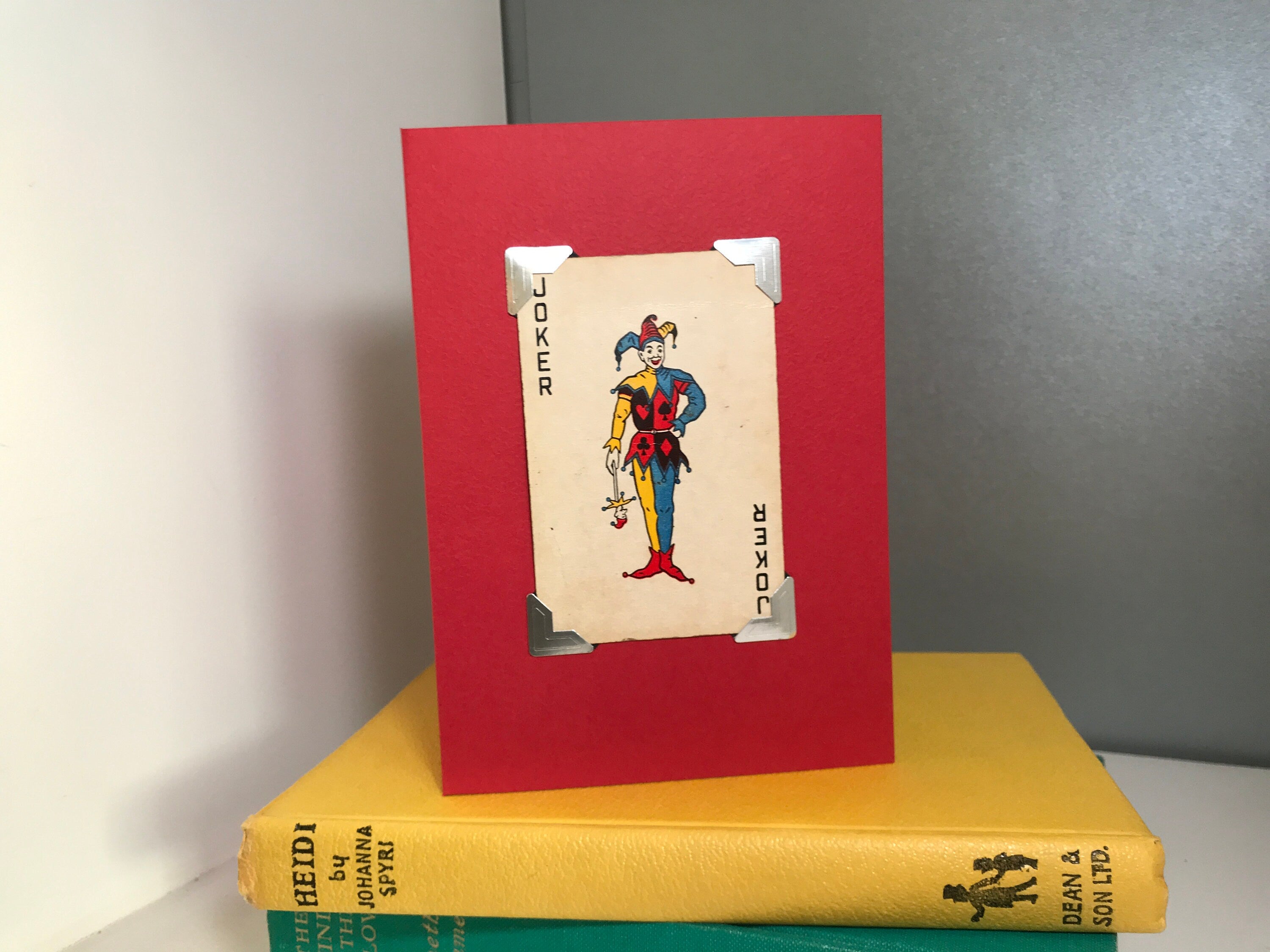 Greeting Cards made with vintage playing cards, Joker card and Decorative Ace