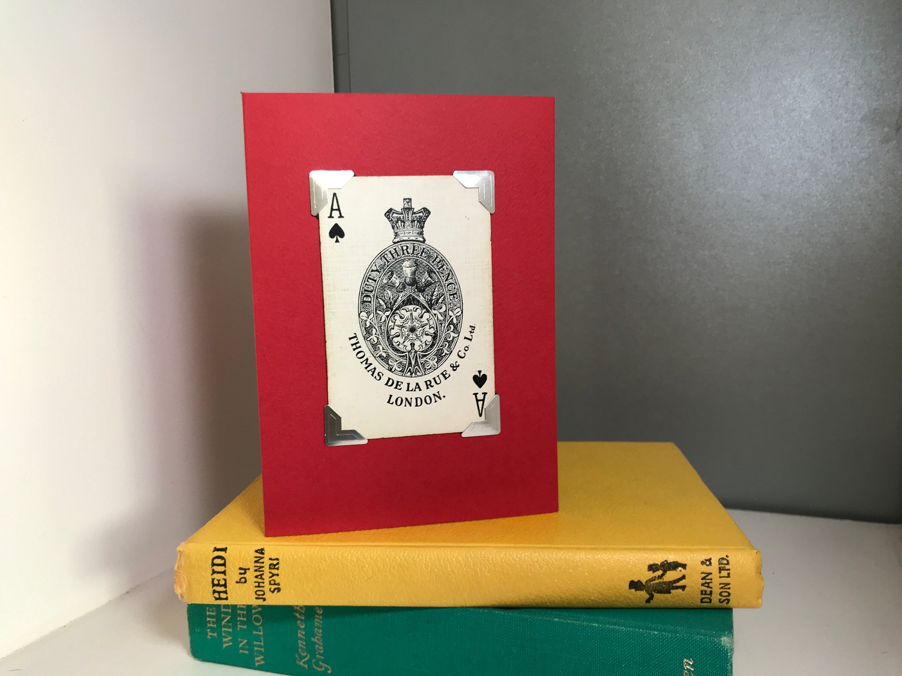 Greeting Cards made with vintage playing cards, Joker card and Decorative Ace