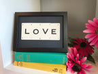 Love wall art made with vintage game cards, Love word Framed