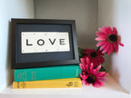 Love wall art made with vintage game cards, Love word Framed