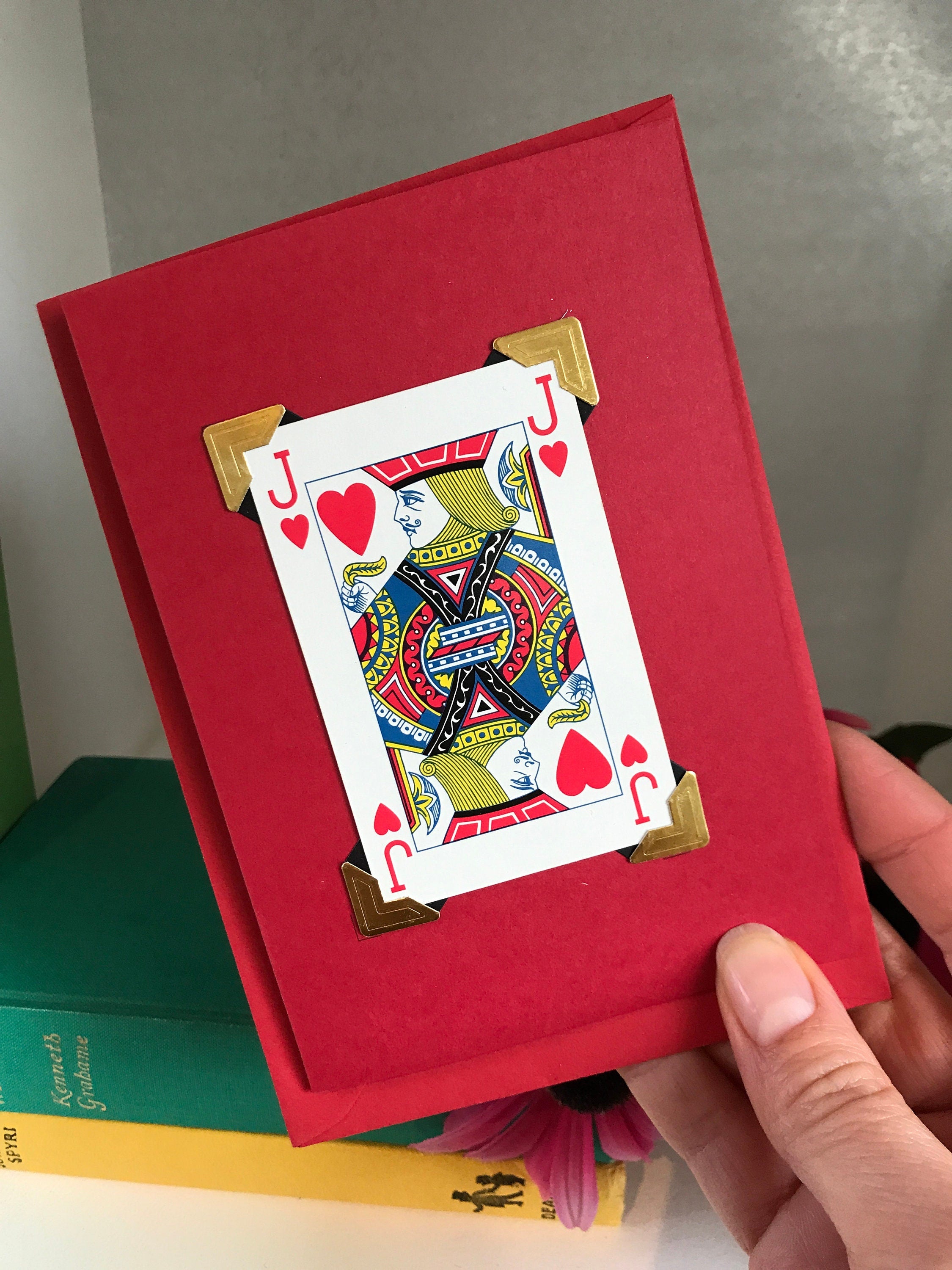 Vintage Playing Card Love Card: King, Queen, Ace of Hearts