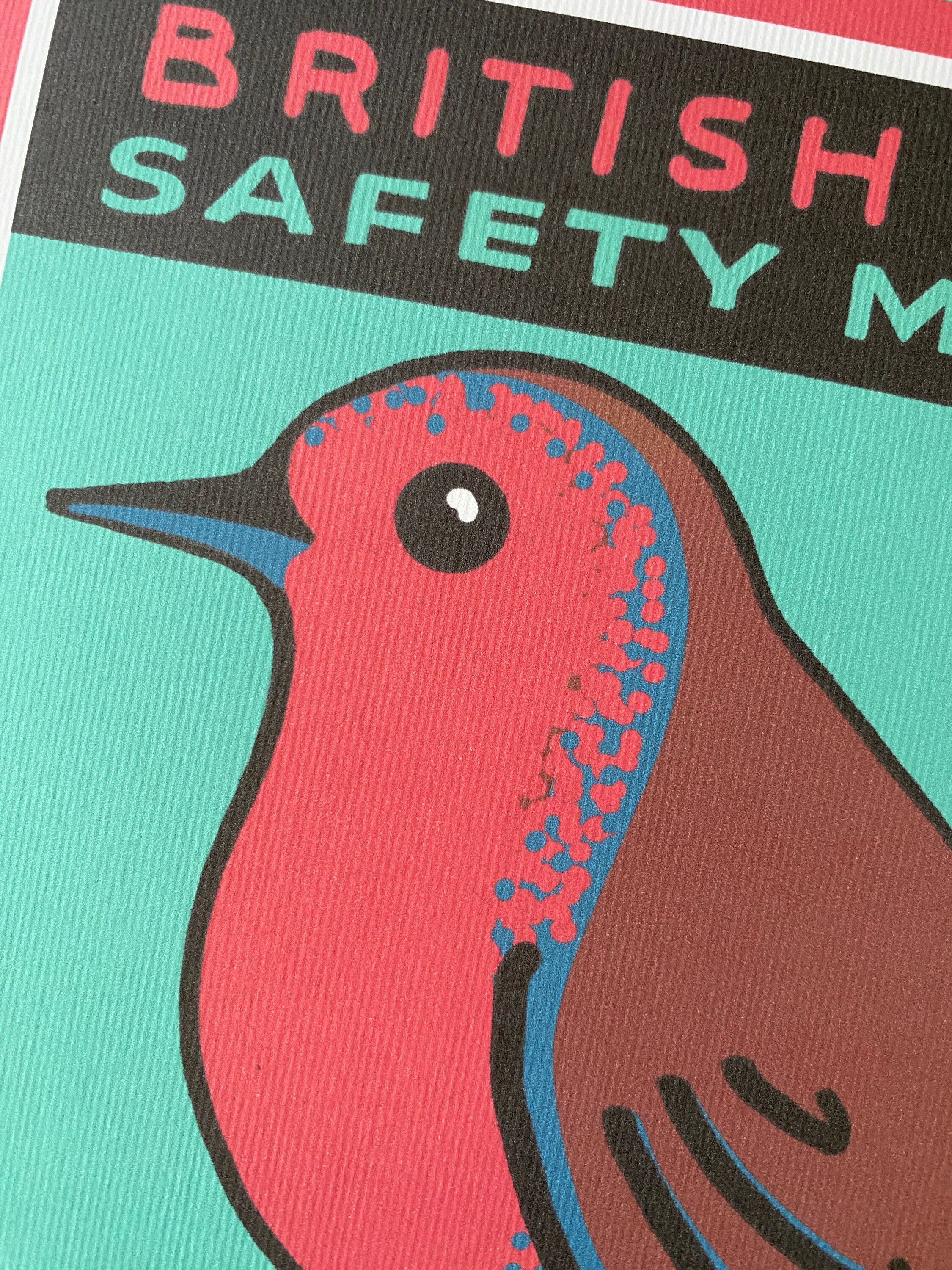 Robin Redbreast art print: Inspired by vintage matchbox labels, A4 unframed print