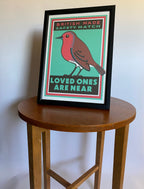 Robin Redbreast art print: Inspired by vintage matchbox labels, A4 unframed print