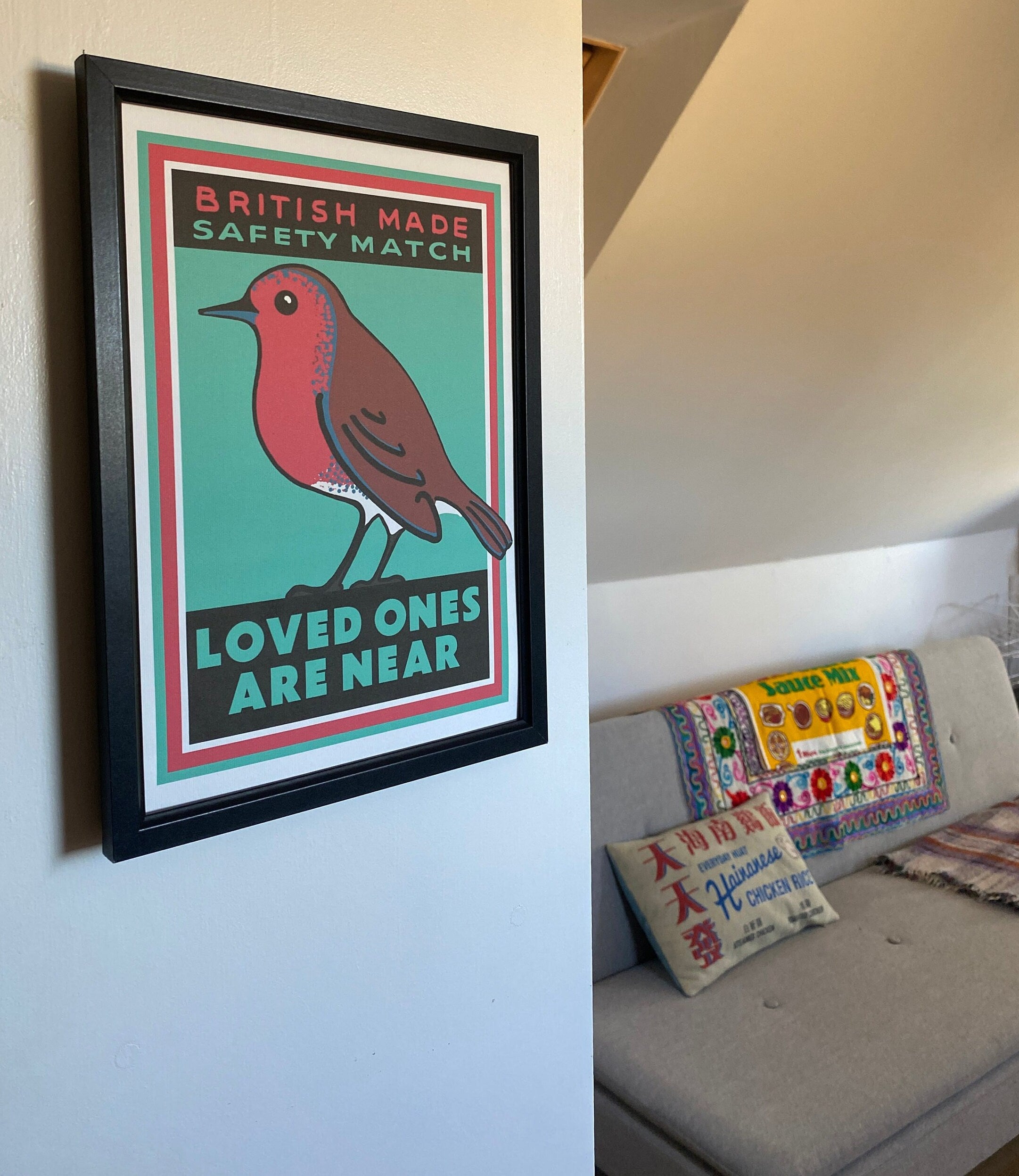 Robin Redbreast art print: Inspired by vintage matchbox labels, A4 unframed print