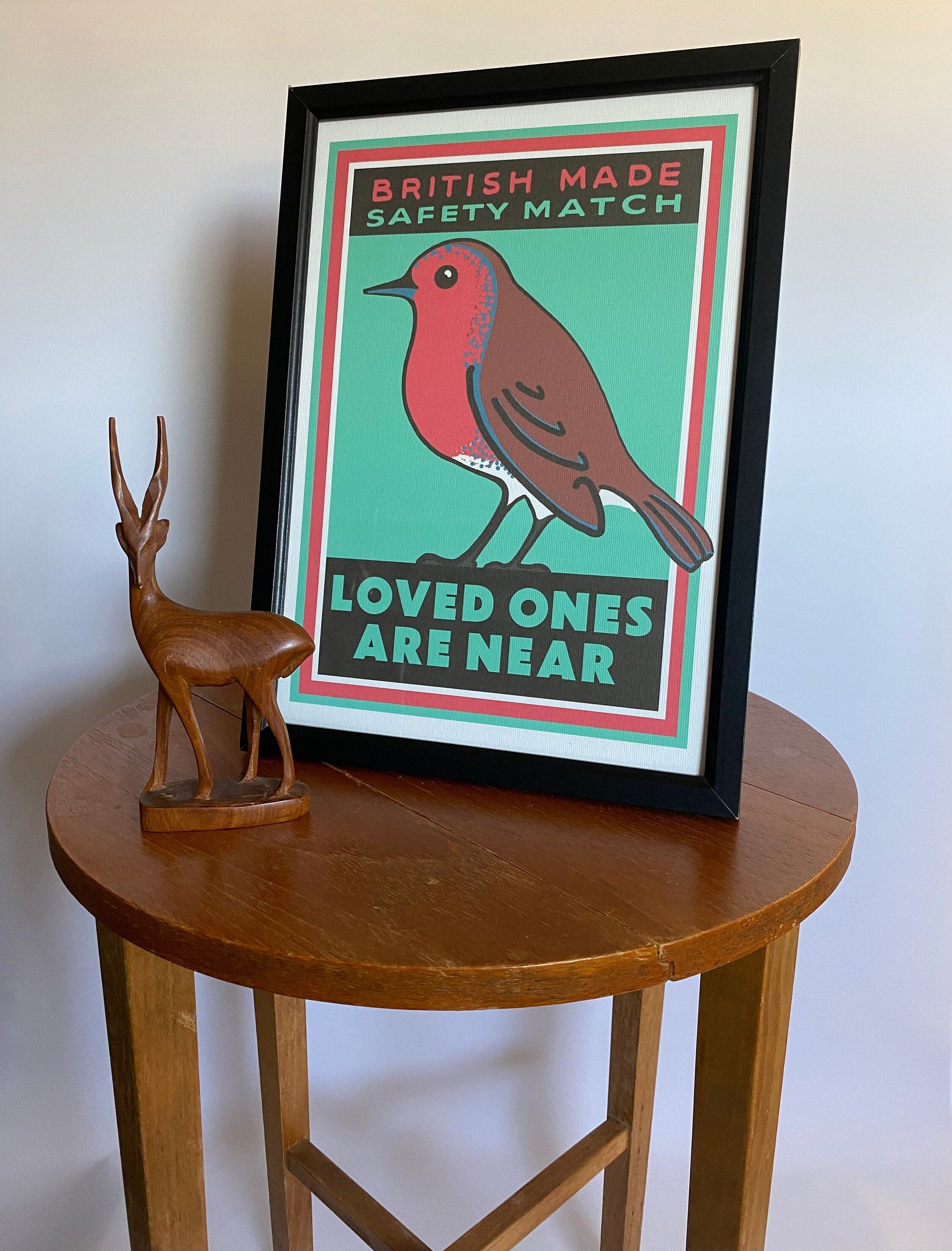 Robin Redbreast art print: Inspired by vintage matchbox labels, A4 unframed print