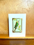 Vintage Budgie Playing Card Greeting Card: Handmade Retro Bird Art