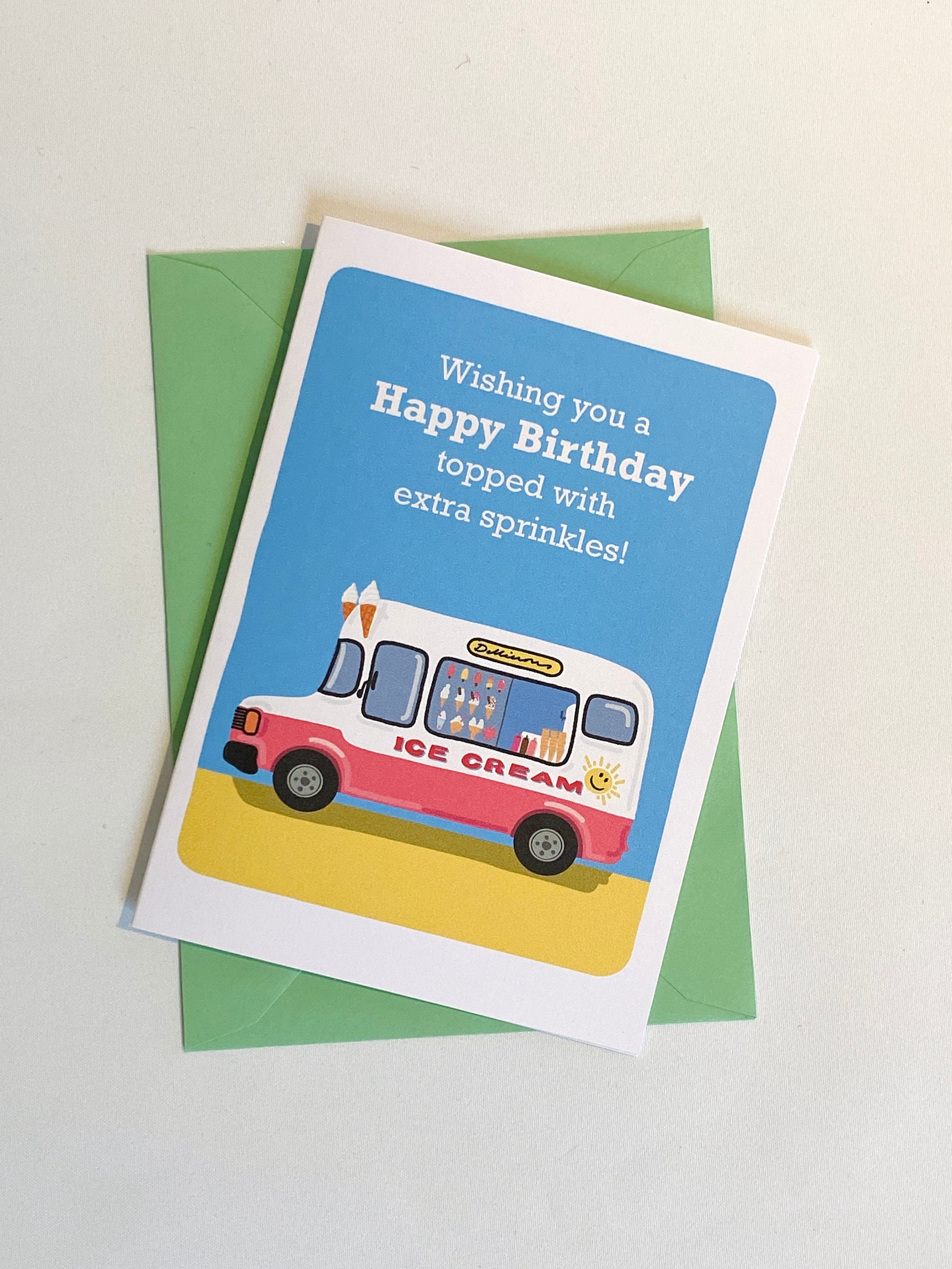 Retro Ice Cream Van Birthday Card: Summer Vibes