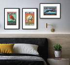 Vintage style Greyhound Art Print, Inspired by vintage matchbox labels, A4, Unframed