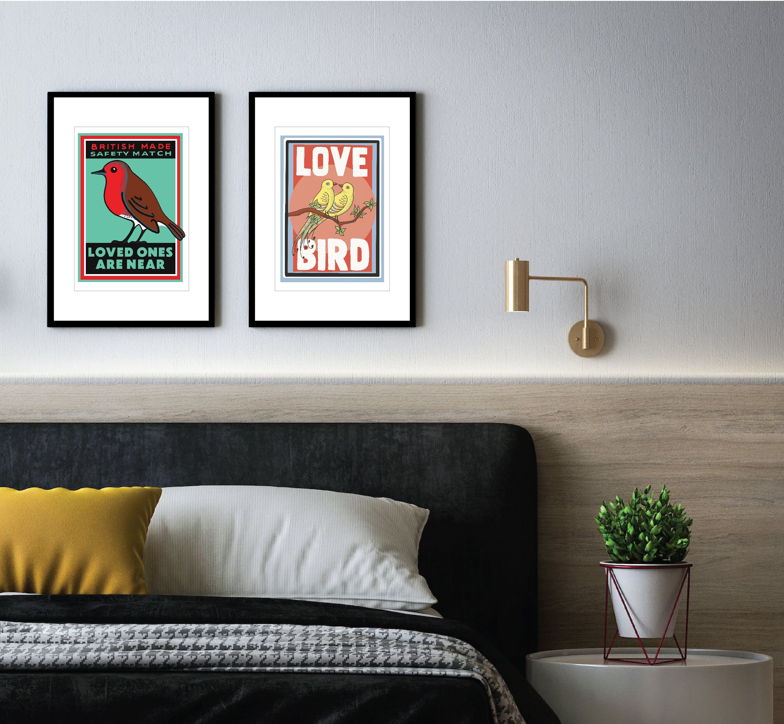 Robin Redbreast art print: Inspired by vintage matchbox labels, A4 unframed print