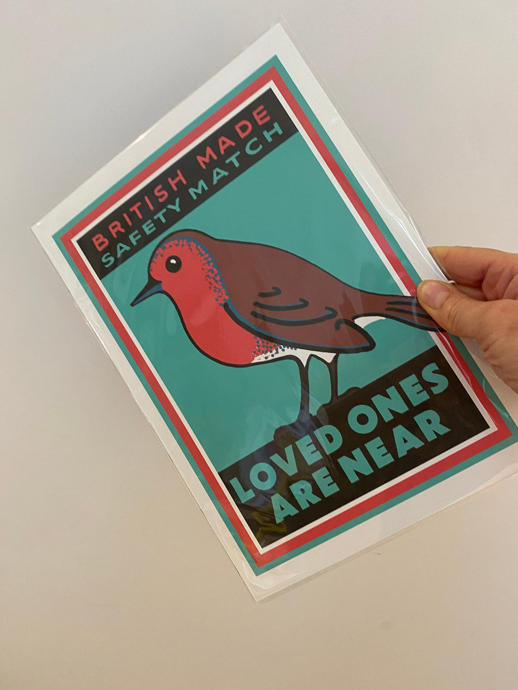 Robin Redbreast art print: Inspired by vintage matchbox labels, A4 unframed print