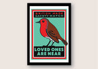 Robin Redbreast art print: Inspired by vintage matchbox labels, A4 unframed print