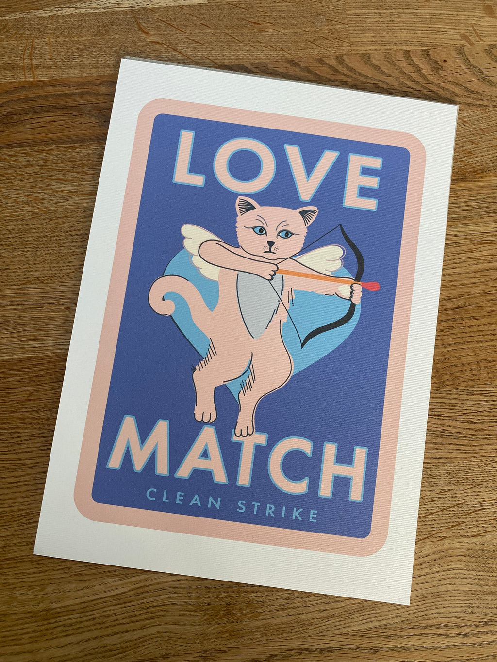 Love match art print: Inspired by vintage matchbox labels, A4 unframed print