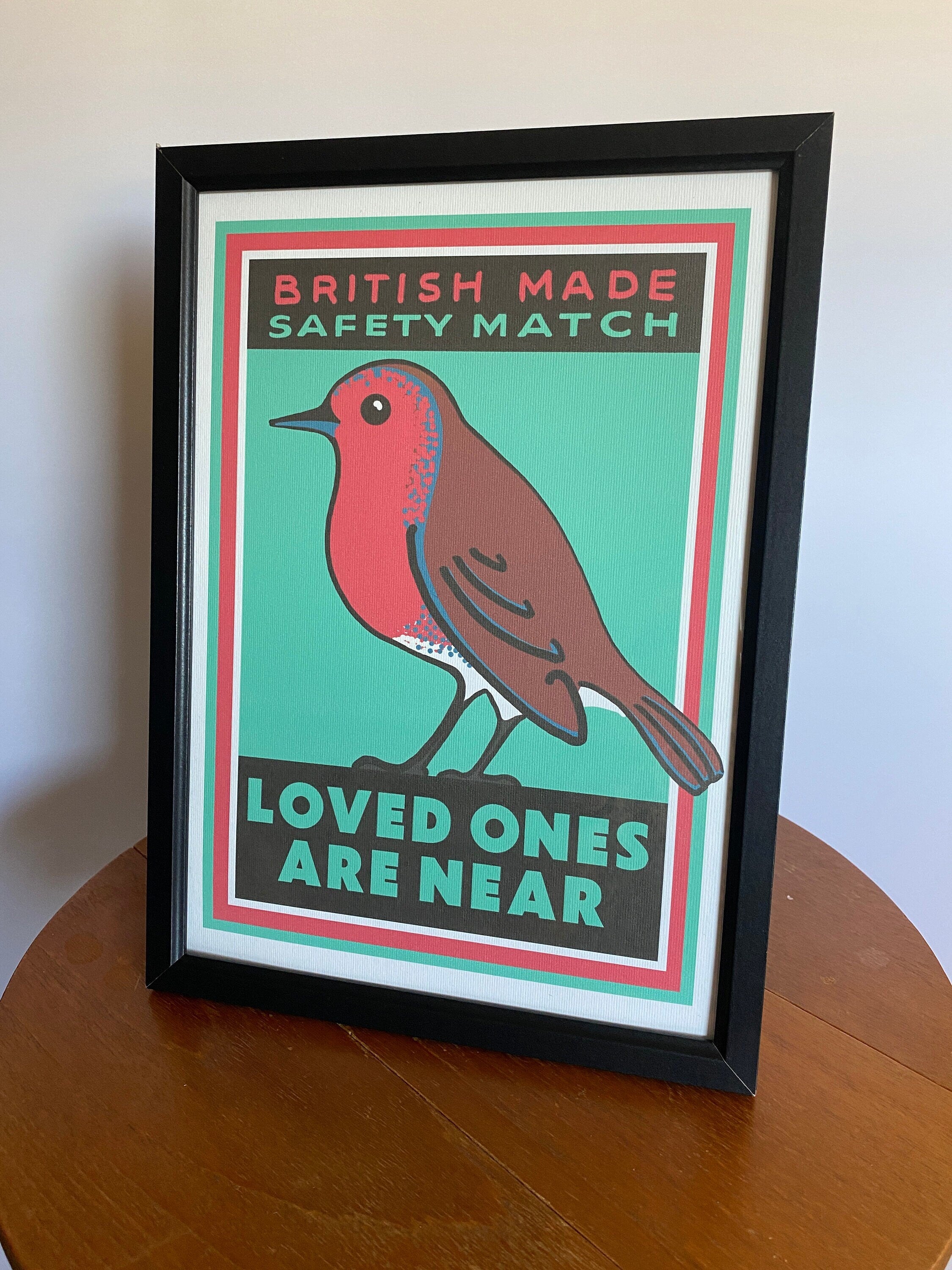 Robin Redbreast art print: Inspired by vintage matchbox labels, A4 unframed print
