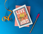 Love Bird Greeting Card: Quirky Recycled Card with Envelope