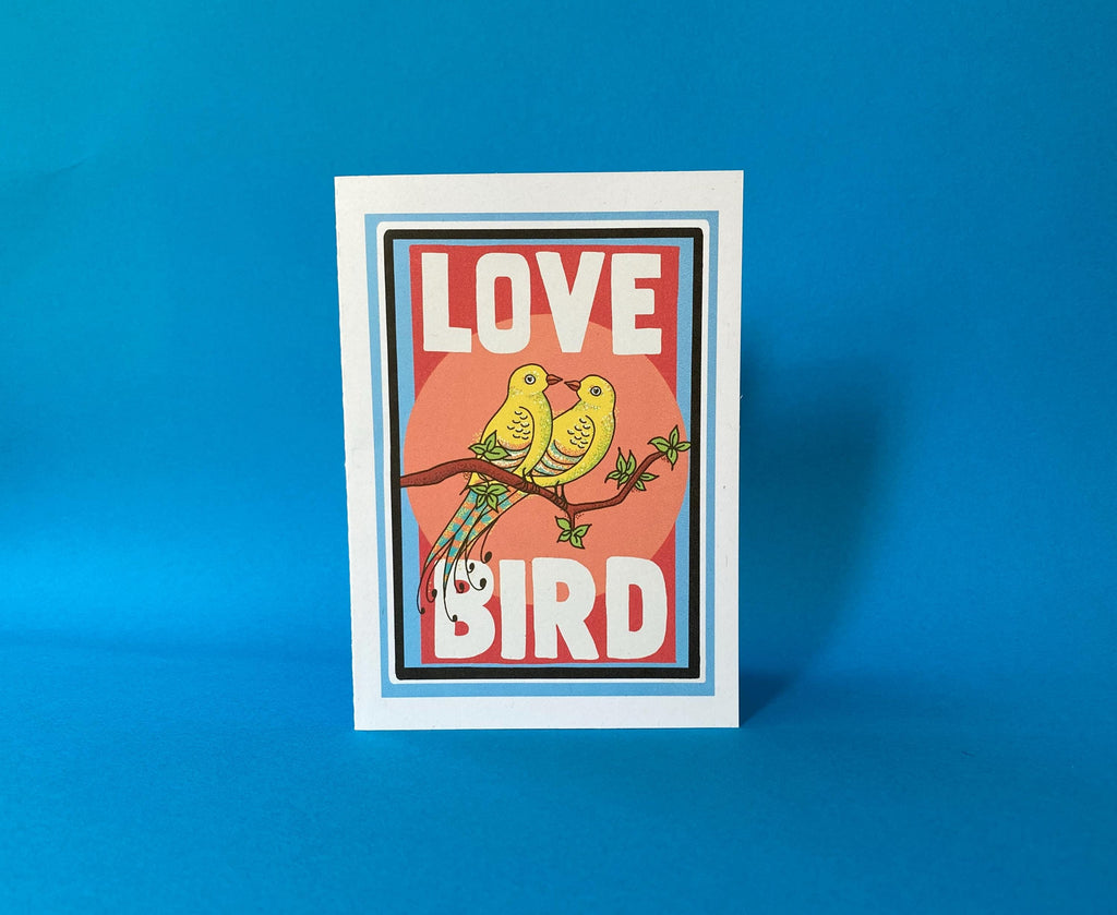 Love Bird Greeting Card: Quirky Recycled Card with Envelope