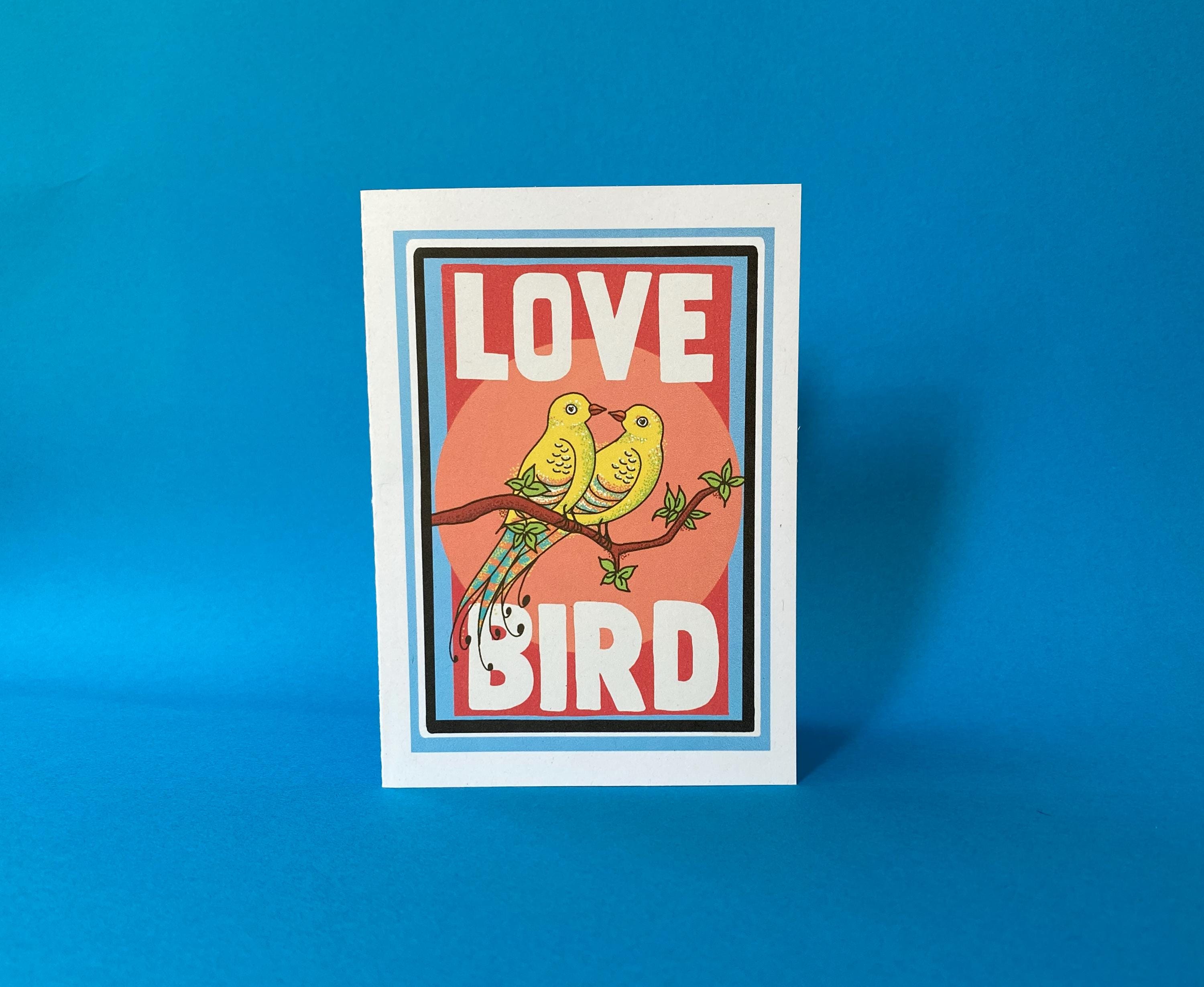 Love Bird Greeting Card: Quirky Recycled Card with Envelope