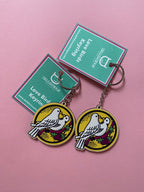 Love Birds Wooden Keyring: Dove Heart Design