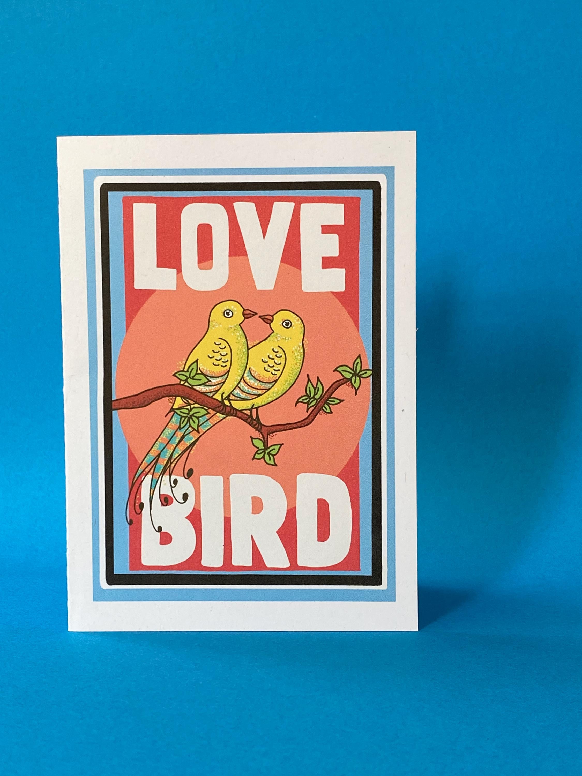 Love Bird Greeting Card: Quirky Recycled Card with Envelope