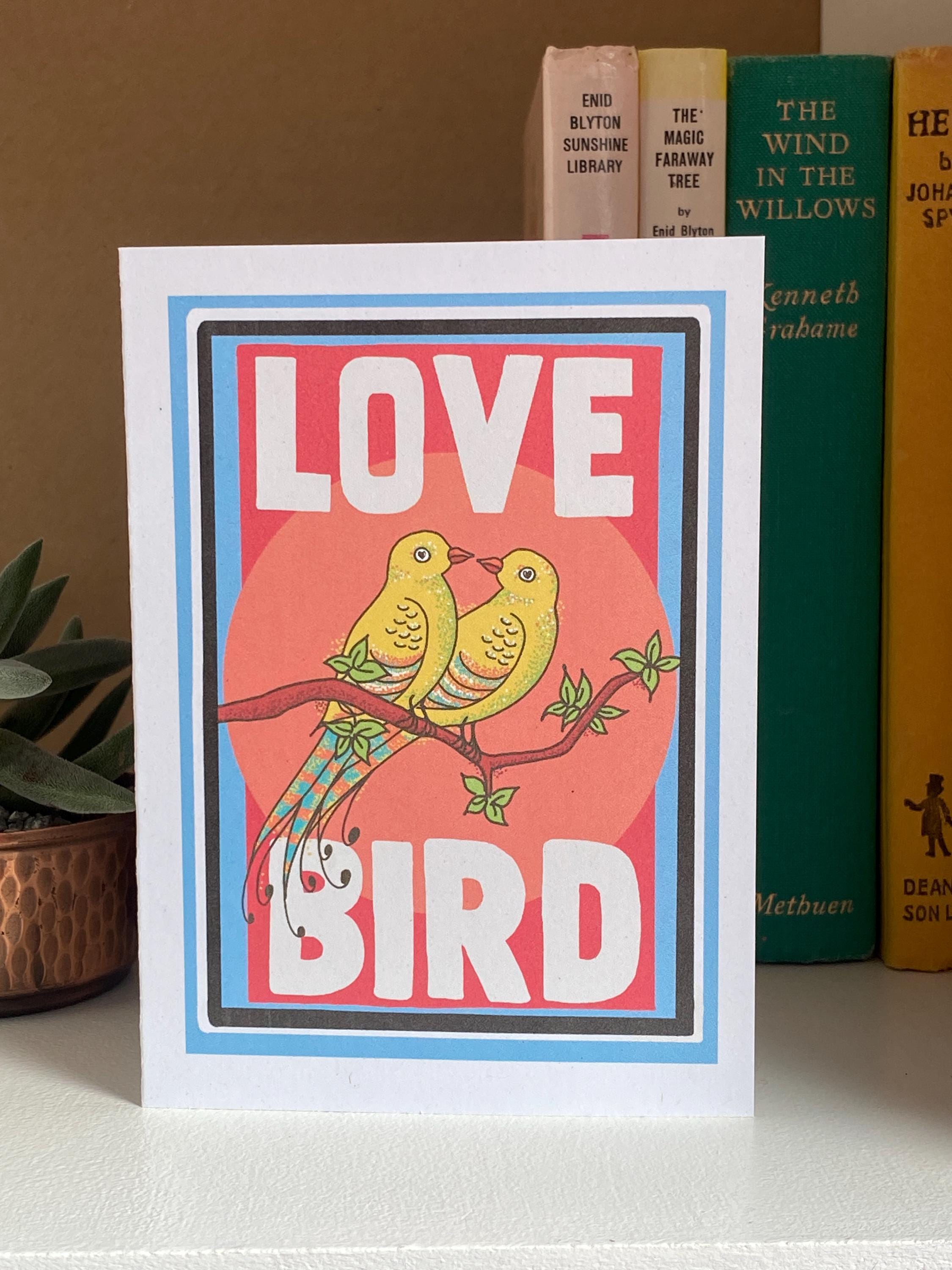 Love Bird Greeting Card: Quirky Recycled Card with Envelope
