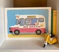 Retro Ice Cream Van Print: Soft pastel seaside colours, Summer Vibes (A4 Unframed)
