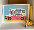 Retro Ice Cream Van Print: Soft pastel seaside colours, Summer Vibes (A4 Unframed)