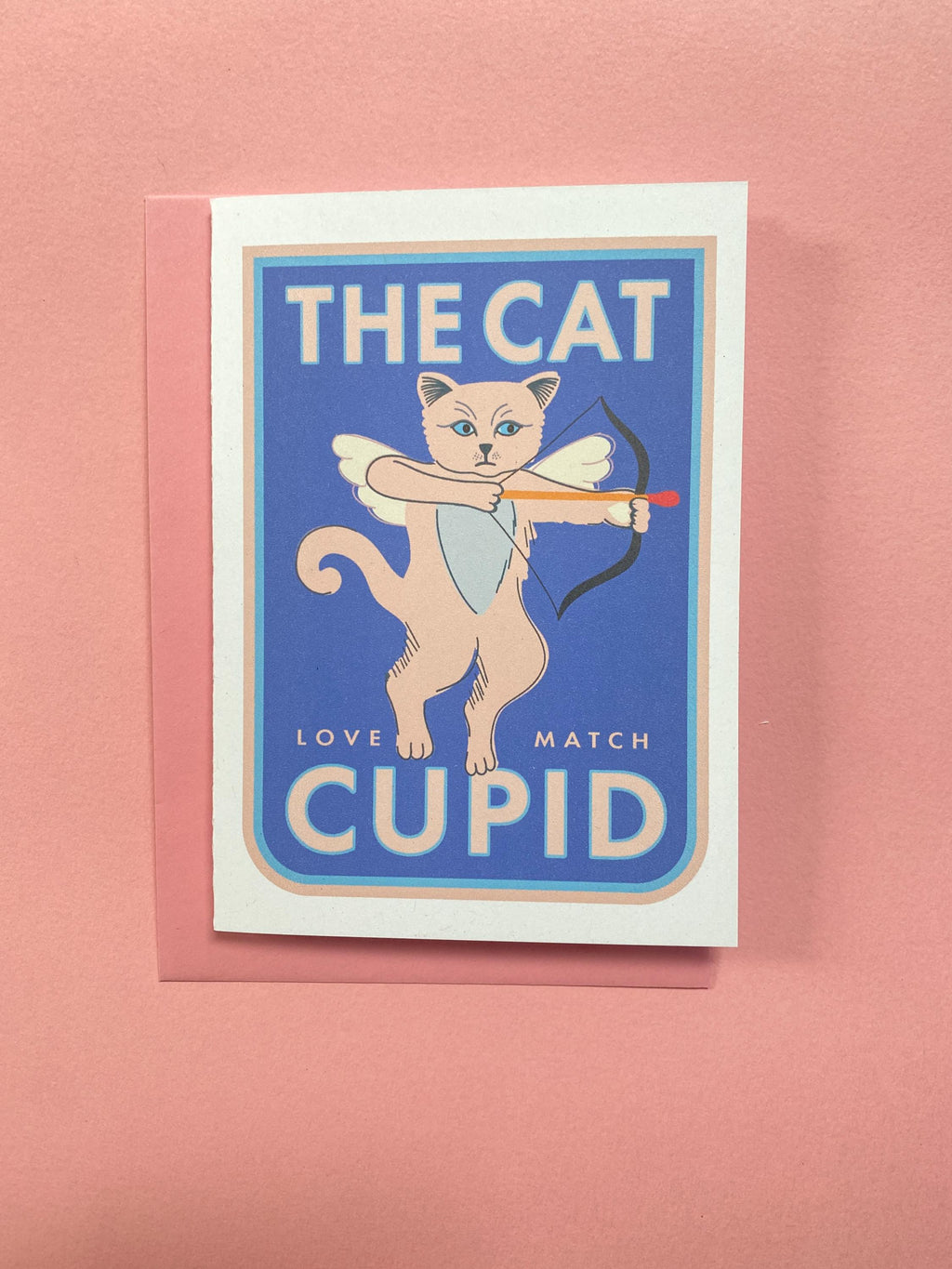 Cat Birthday Card featuring a Quirky Cat Cupid, Love note