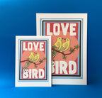 Vintage Style Love Bird Art Print: Retro Wall Decor, A4/A5 Size